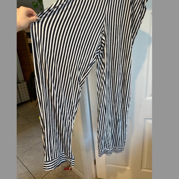 Lively Navy & White Striped Button-Down Pajama Set – Large (Top + Pants) - Picture 3 of 8